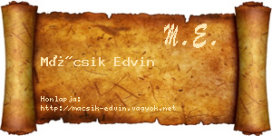 Mácsik Edvin névjegykártya